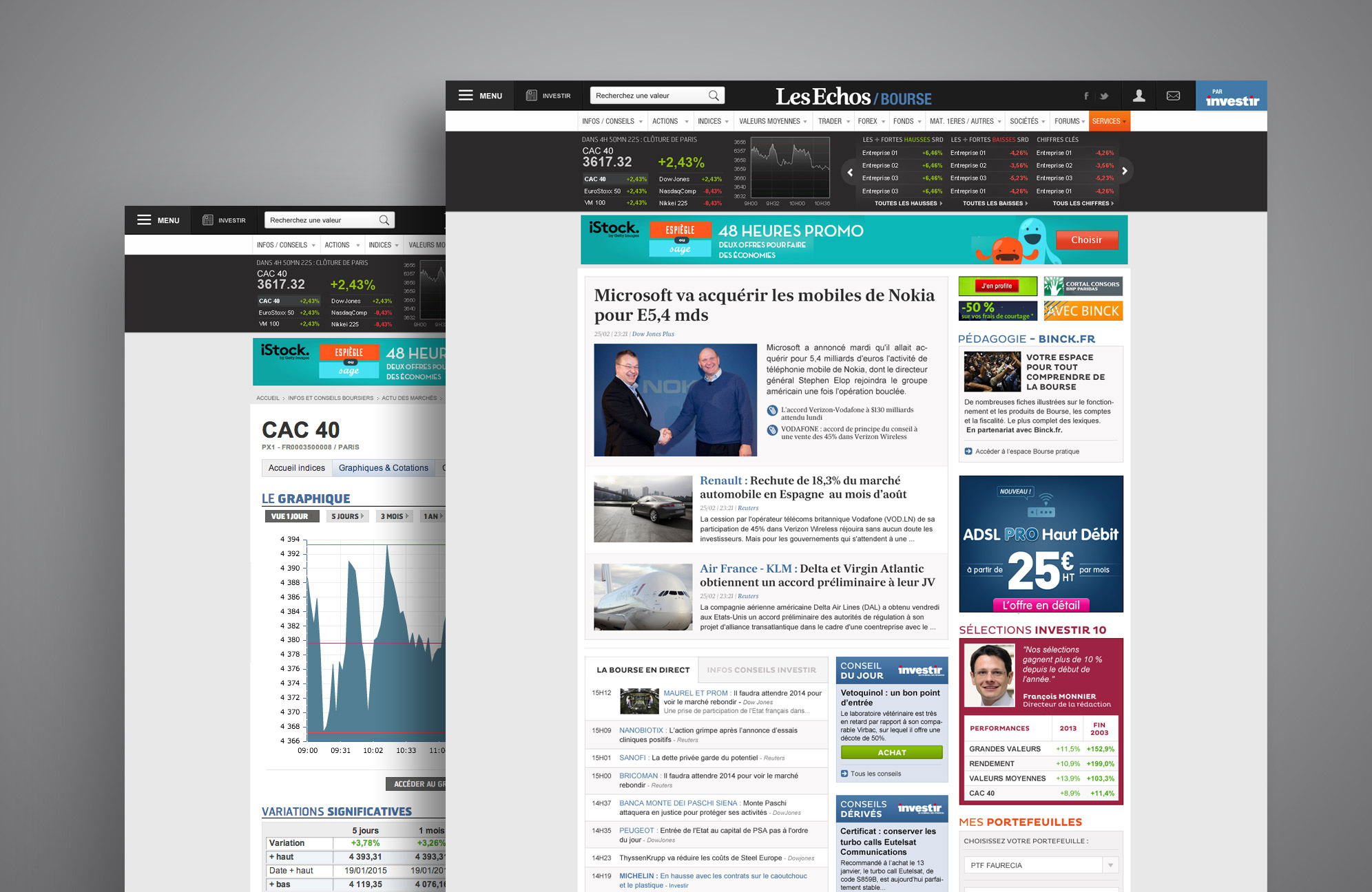 LesEchos.fr网站中的Les Echos Bourse版块。