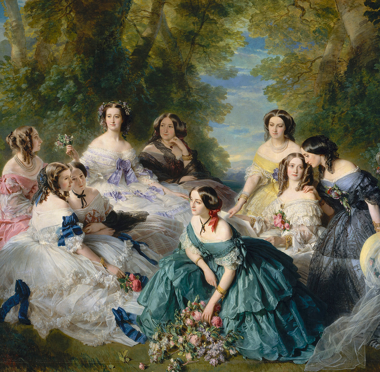 等待中的尤金妮皇后与她的女伴（1855年） - Franz-Xaver Winterhalter